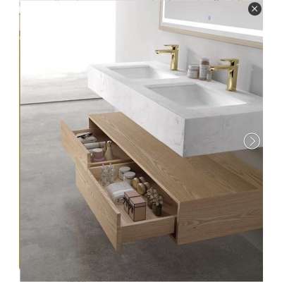 wall mounted bathroom vanity with glass countertop and ceramic basin, Bathroom Furniture Cabinets Sets